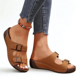 Sandale Orthopédique Femme à Boucles