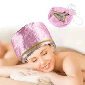 Bonnet chauffant cheveux – Hydrate en profondeur, active les soins capillaires, effet spa à domicile