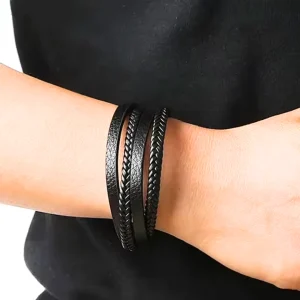 Bracelet cuir homme tressé​