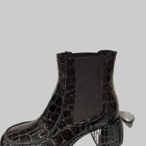 pons quintana chelsea boots vernis noir petit talon carré