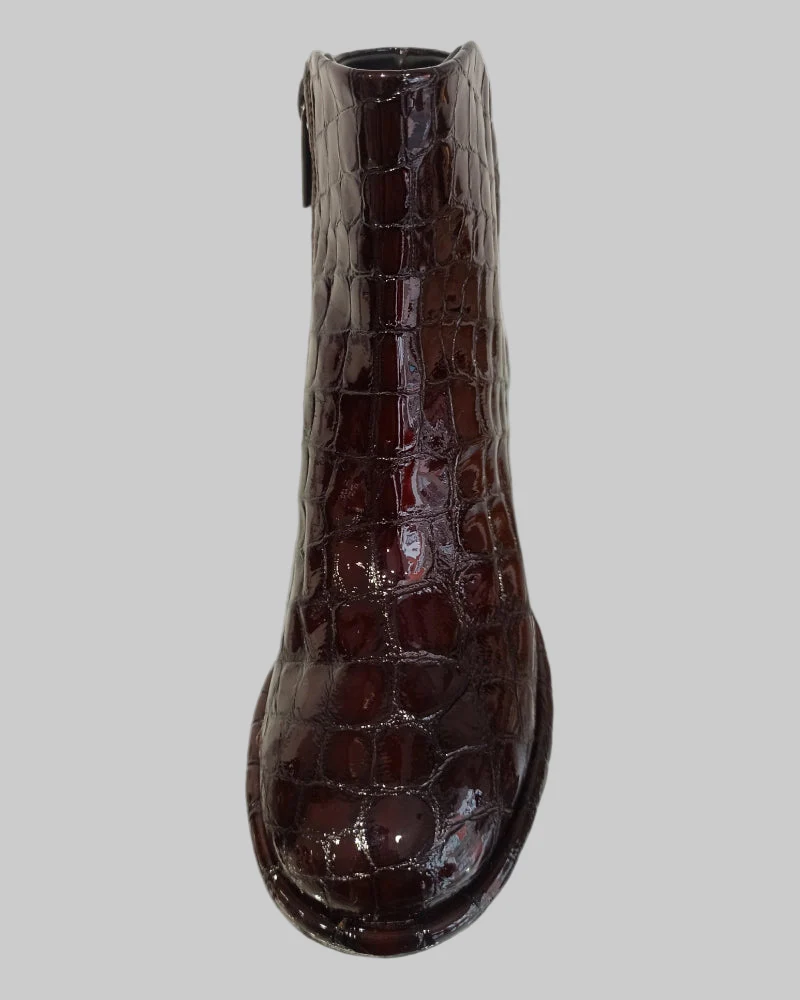 pons quintana chelsea boots cuir vernis embossed marron – Image 3