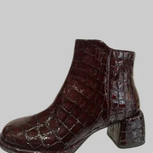 pons quintana chelsea boots cuir vernis embossed marron