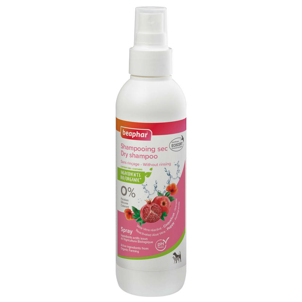 Spray shampoing sec labellisé ECOCERT pour chien et chat