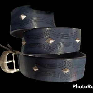 martinica ceinture cuir bleu jean