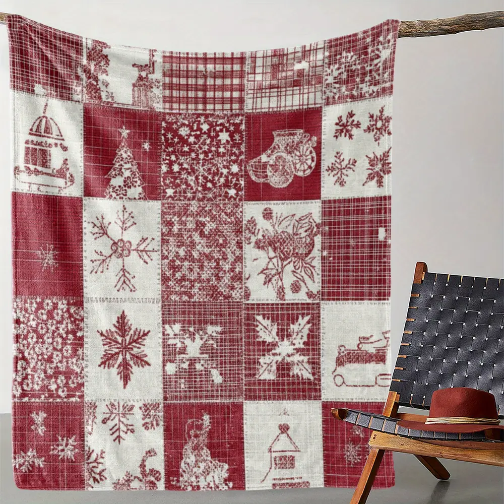 Plaid flanelle motif flocons de neige – couverture douce esprit Noël
