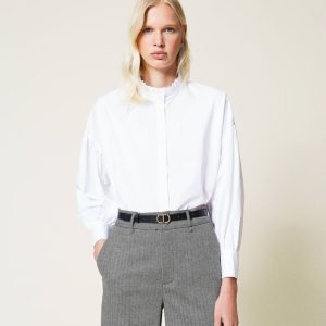 twinset pantalon chevrons en laine mélangée black snow