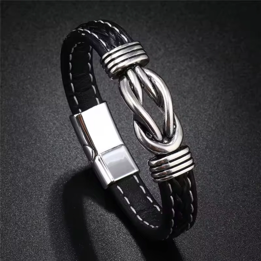 Bracelet acier et cuir homme – Image 4