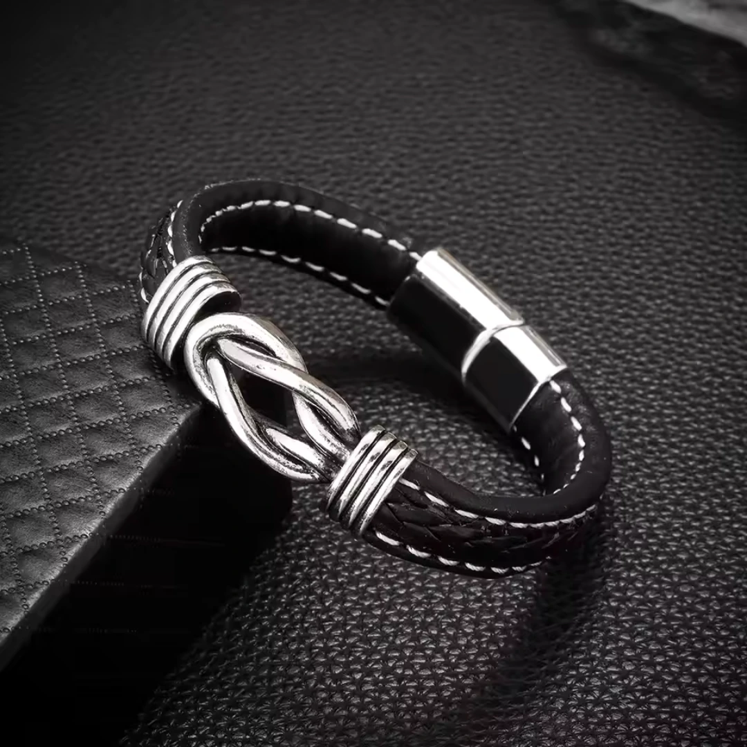 Bracelet acier et cuir homme – Image 5