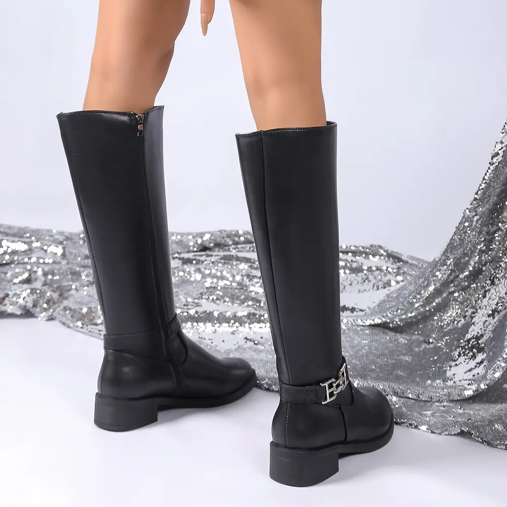 Bottes cavalières femme en cuir – talon moyen, style élégant et intemporel – Image 6