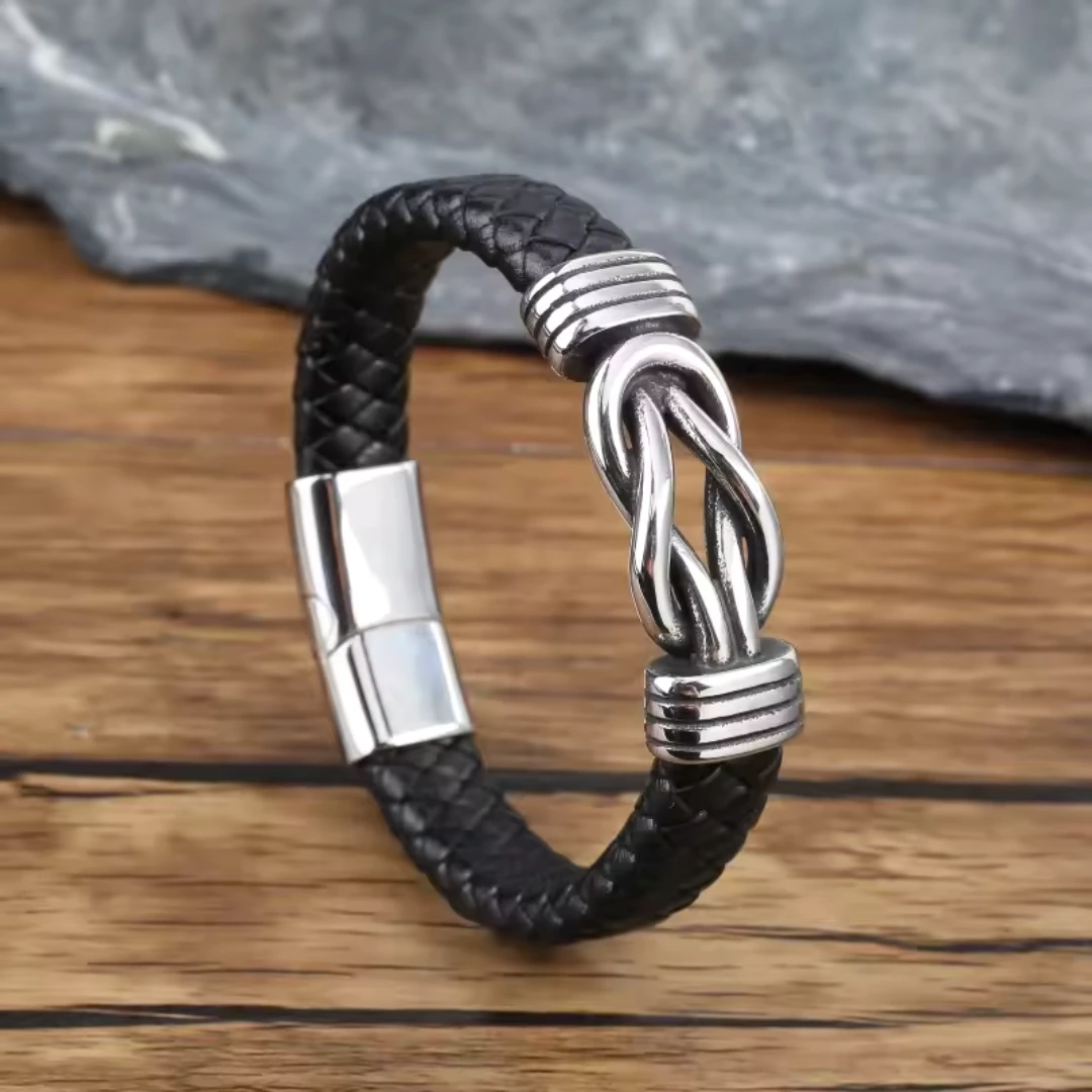 Bracelet acier et cuir homme – Image 6