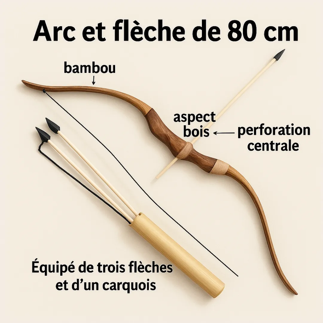 Arc traditionnel enfant avec carquois – Initiation au tir à l’arc ludique et sécurisé – Idéal dès 5 ans – Image 7