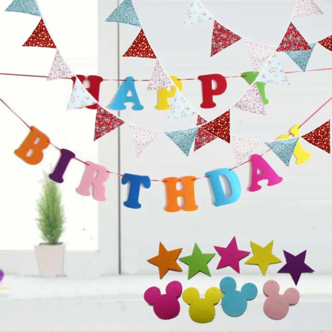 Guirlande fanions pour fête jardin enfant – Déco joyeuse et colorée pour anniversaires en plein air réussis – Image 3