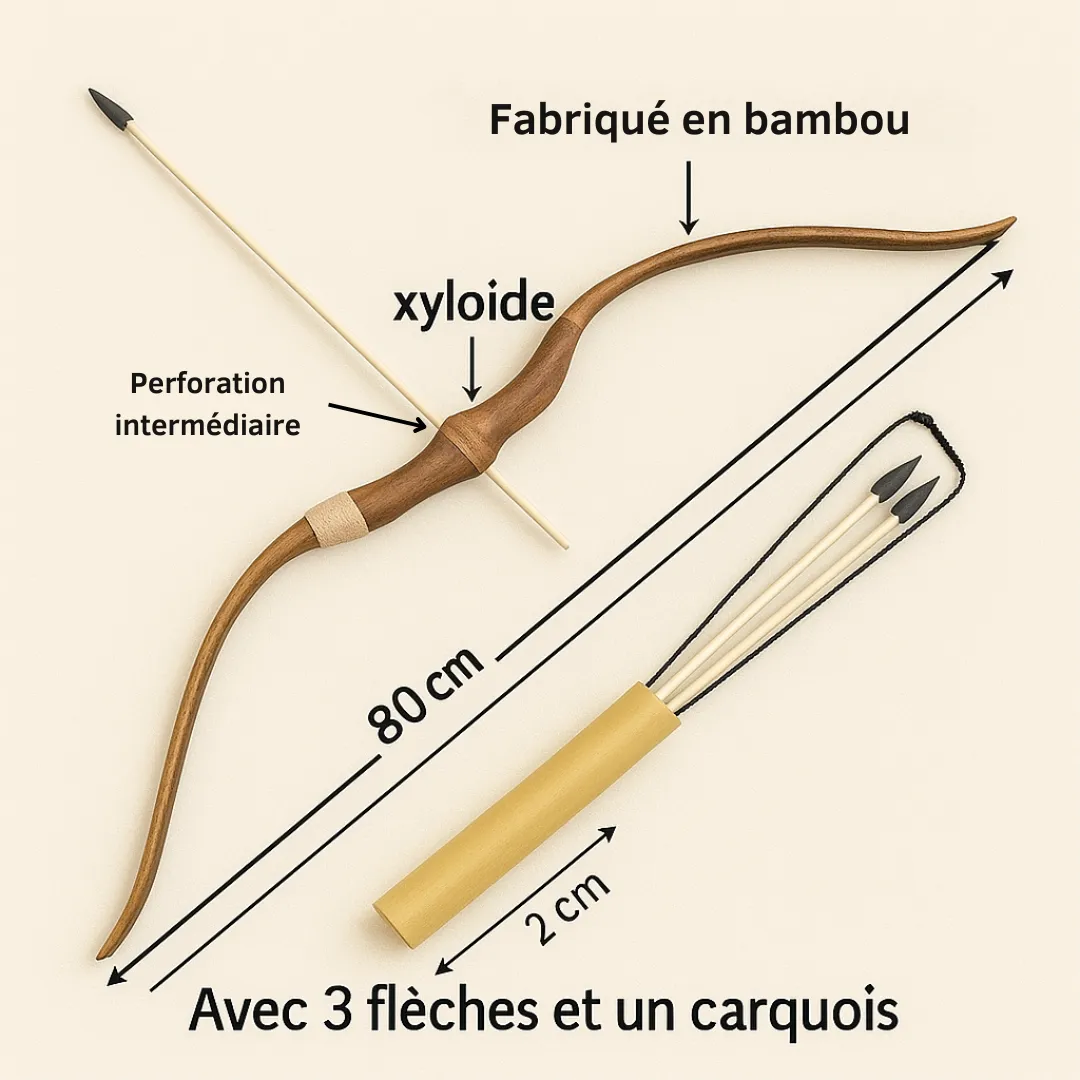 Arc traditionnel enfant avec carquois – Initiation au tir à l’arc ludique et sécurisé – Idéal dès 5 ans – Image 8