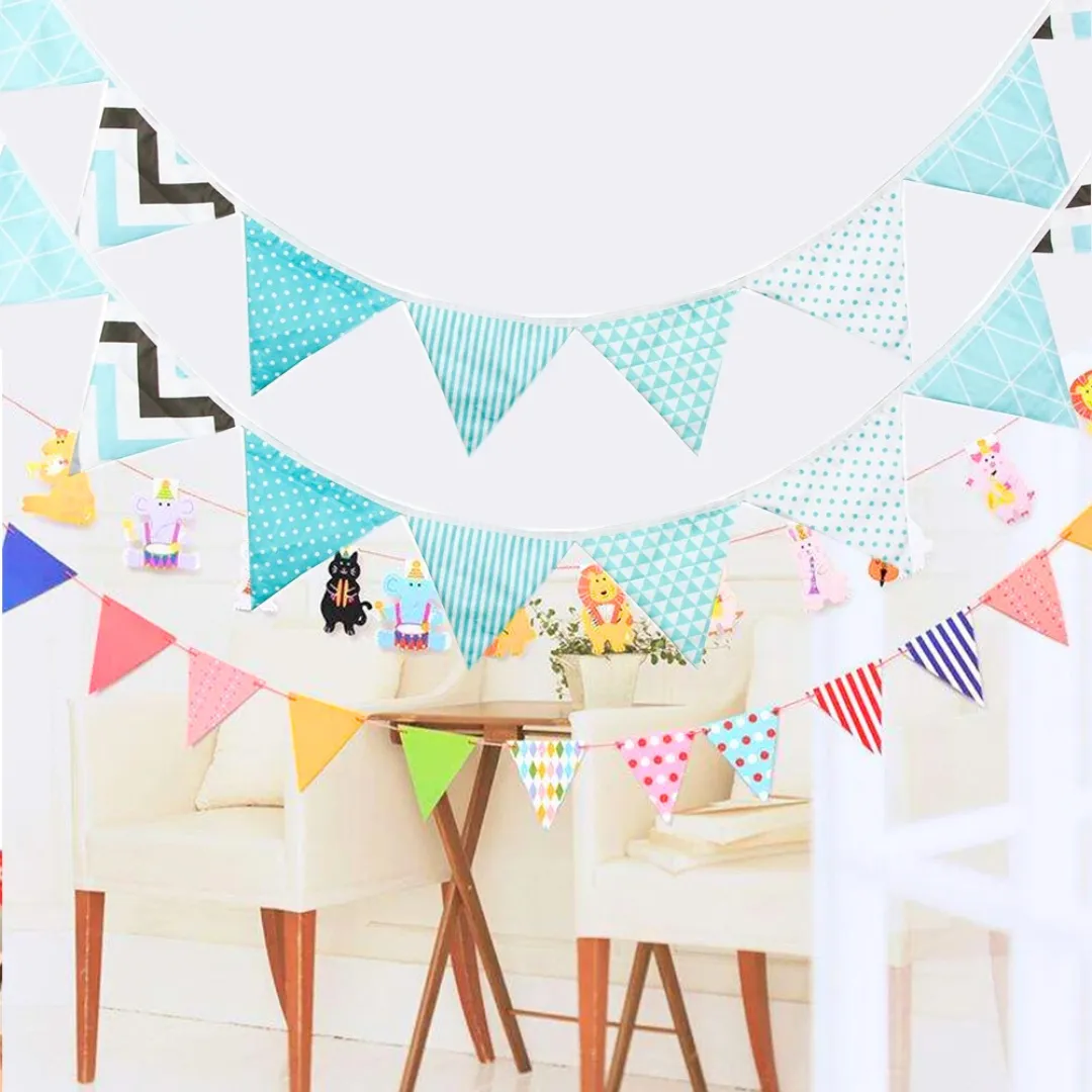 Guirlande fanions pour fête jardin enfant – Déco joyeuse et colorée pour anniversaires en plein air réussis – Image 2