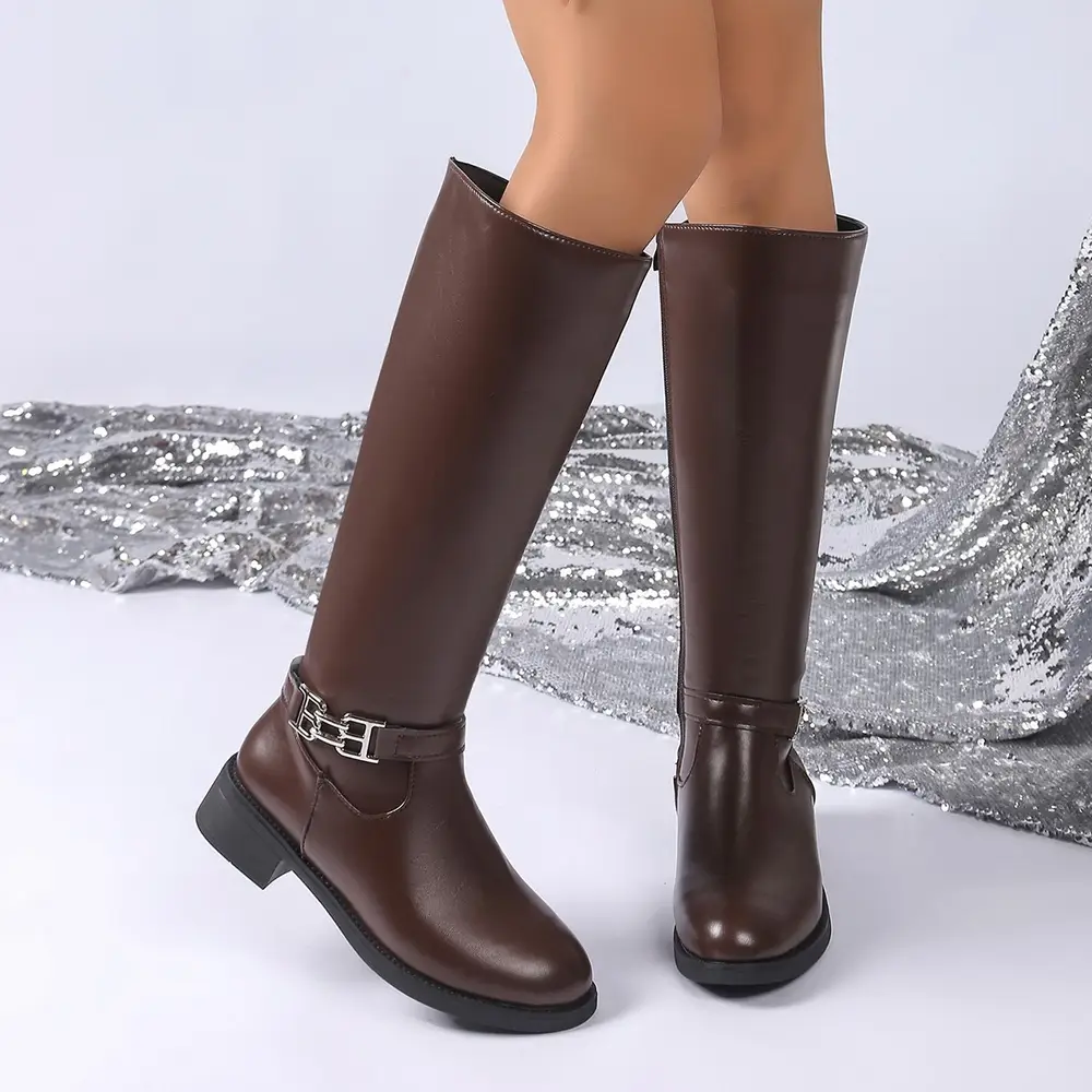 Bottes cavalières femme en cuir – talon moyen, style élégant et intemporel – Image 4