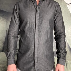 A. GHERARDI – Chemise Denim Noir Col Claudine
