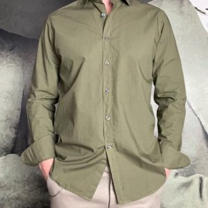 BAGUTTA – Chemise Coton Lavé Kaki