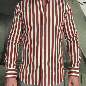 BAGUTTA – Chemise Rayures Batôns Brique