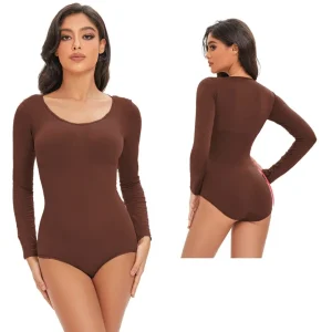 Body gaignant à manche longue – Affine la silhouette instantanément pour un effet ventre plat et taille sculptée