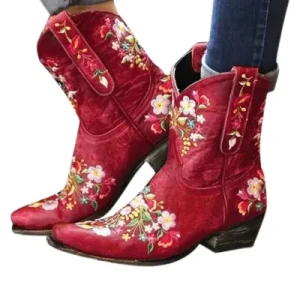 Bottes cowboy femme Daim Rouge 11-14