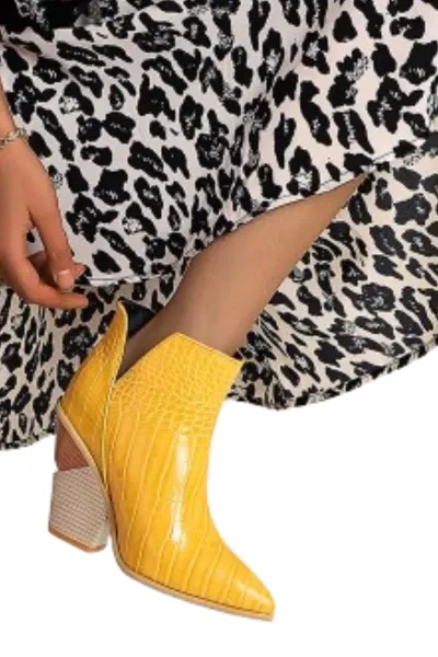 Bottes cowboy femme cuir jaune sexy – Image 2