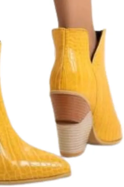Bottes cowboy femme cuir jaune sexy – Image 3
