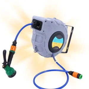 Enrouleur tuyau arrosage automatique mural – Gain de place, arrosage facile sans effort, installation murale pratique