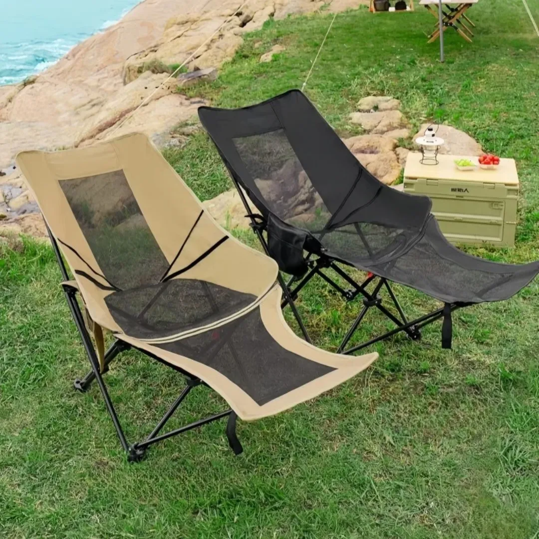 Fauteuil plage pliant avec repose-pieds – Confort ultime en plein air, détente totale au soleil – Image 3