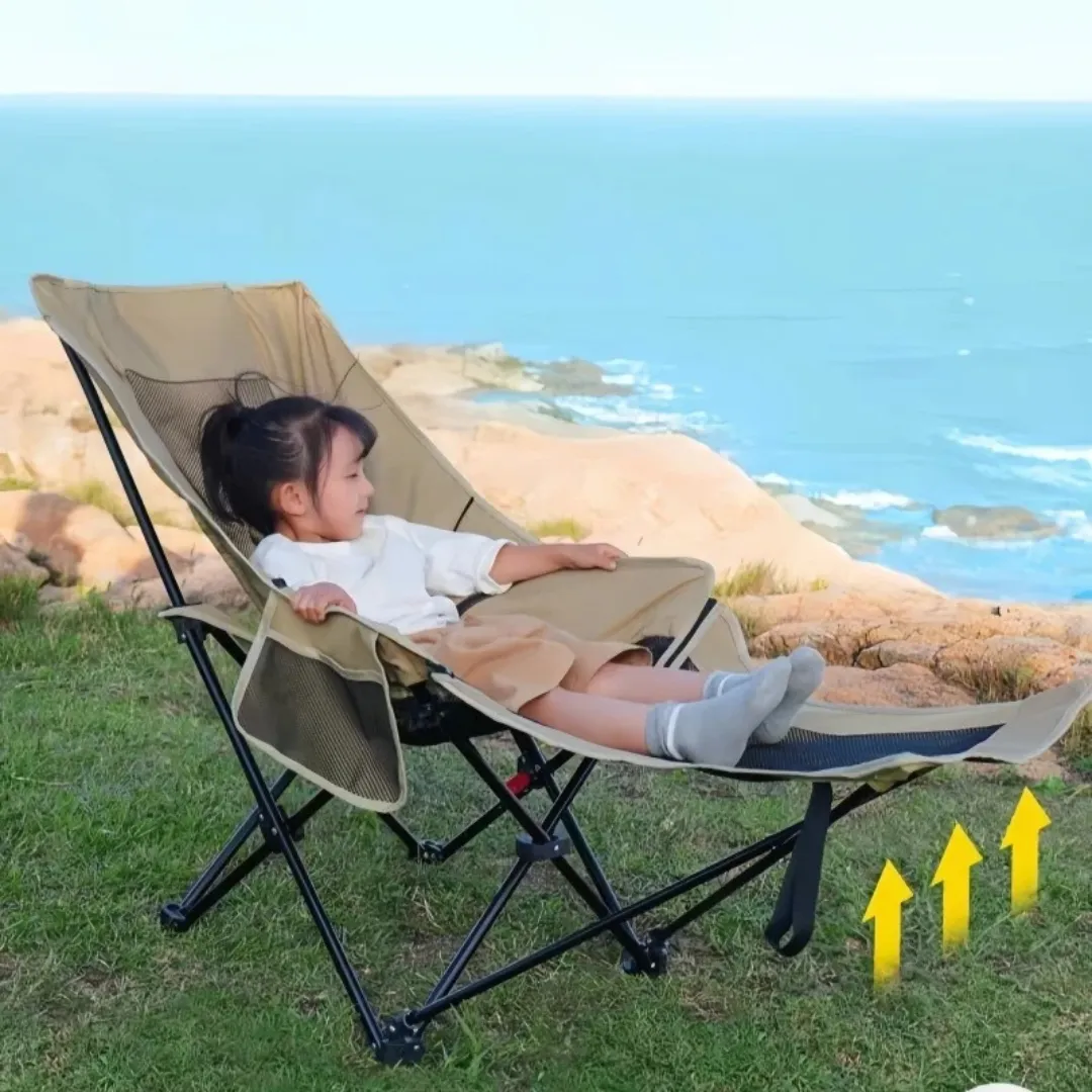Fauteuil plage pliant avec repose-pieds – Confort ultime en plein air, détente totale au soleil – Image 5