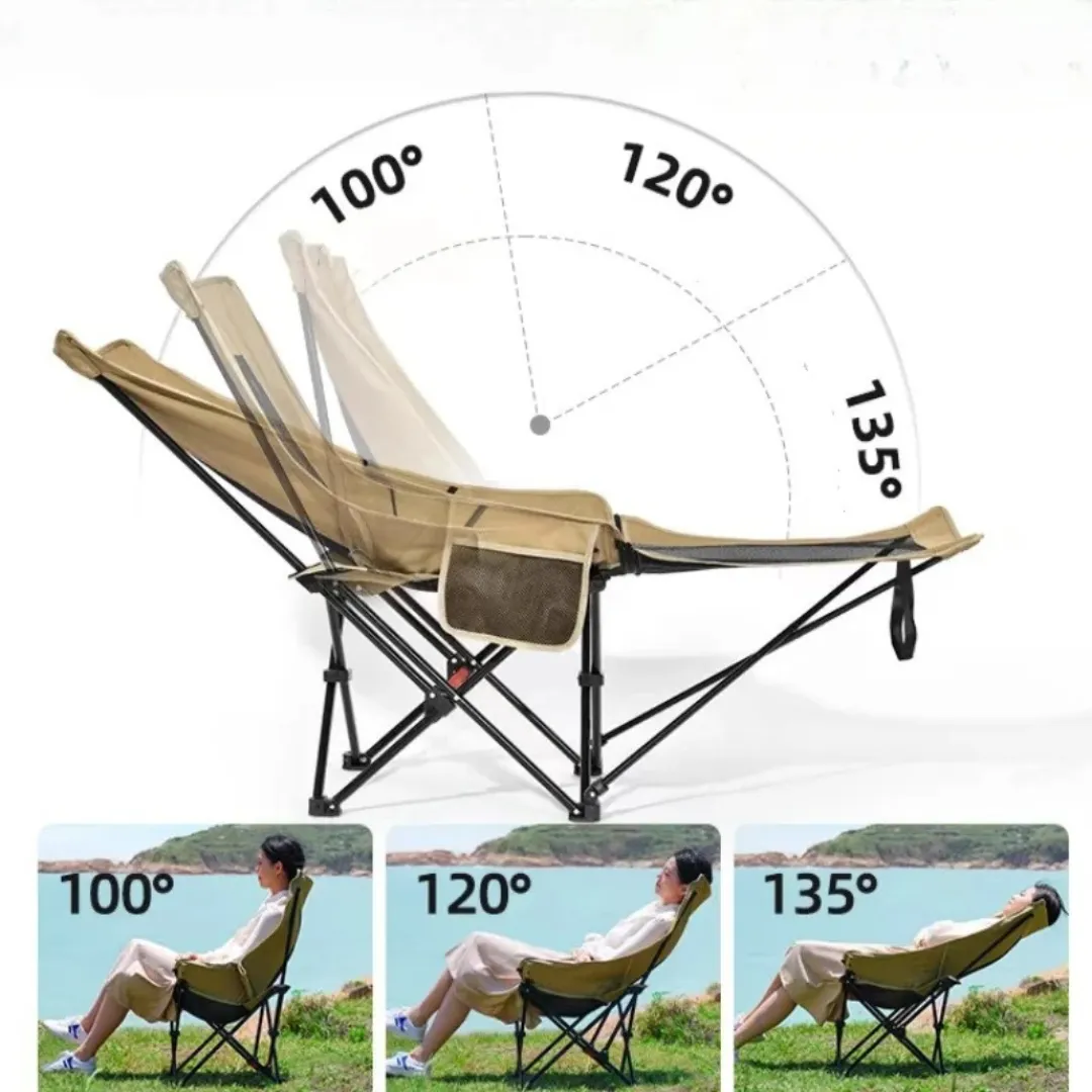 Fauteuil plage pliant avec repose-pieds – Confort ultime en plein air, détente totale au soleil – Image 8