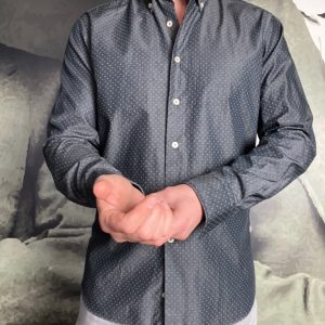 A. GHERARDI – Chemise Anthracite Pois Kaki