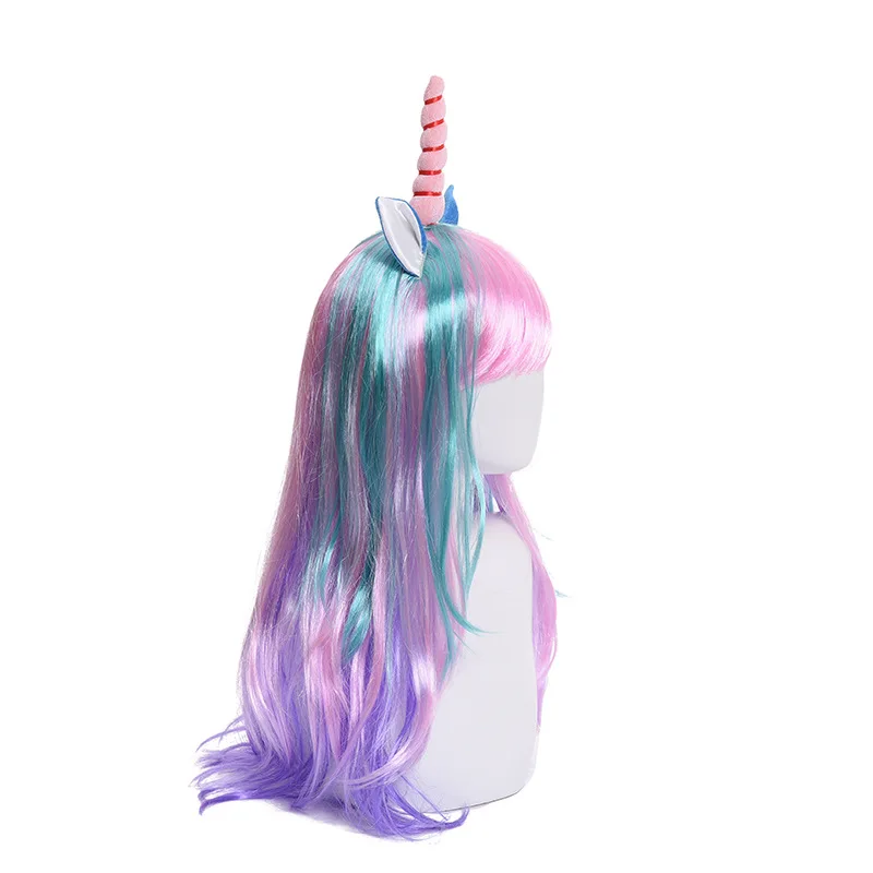 Perruque Licorne Femme - Longue et Bouclée - Multicolore – Image 5