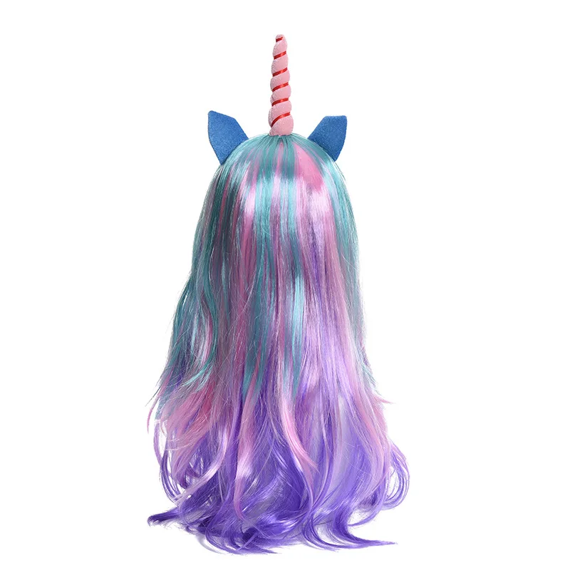 Perruque Licorne Femme - Longue et Bouclée - Multicolore – Image 3