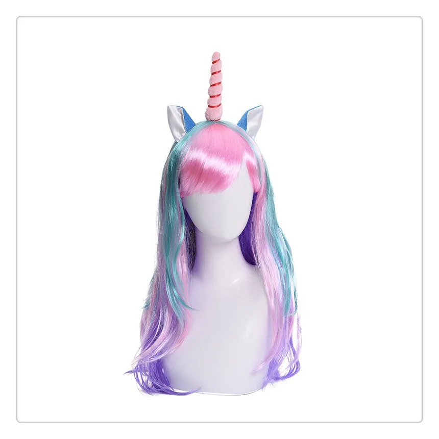 Perruque Licorne Femme - Longue et Bouclée - Multicolore – Image 6