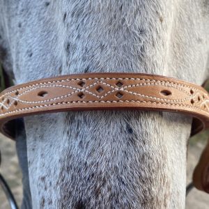 Bridon / Bride de Dressage Fait Main en Cuir Naturel + Rennes – De Cuirs et de Crins