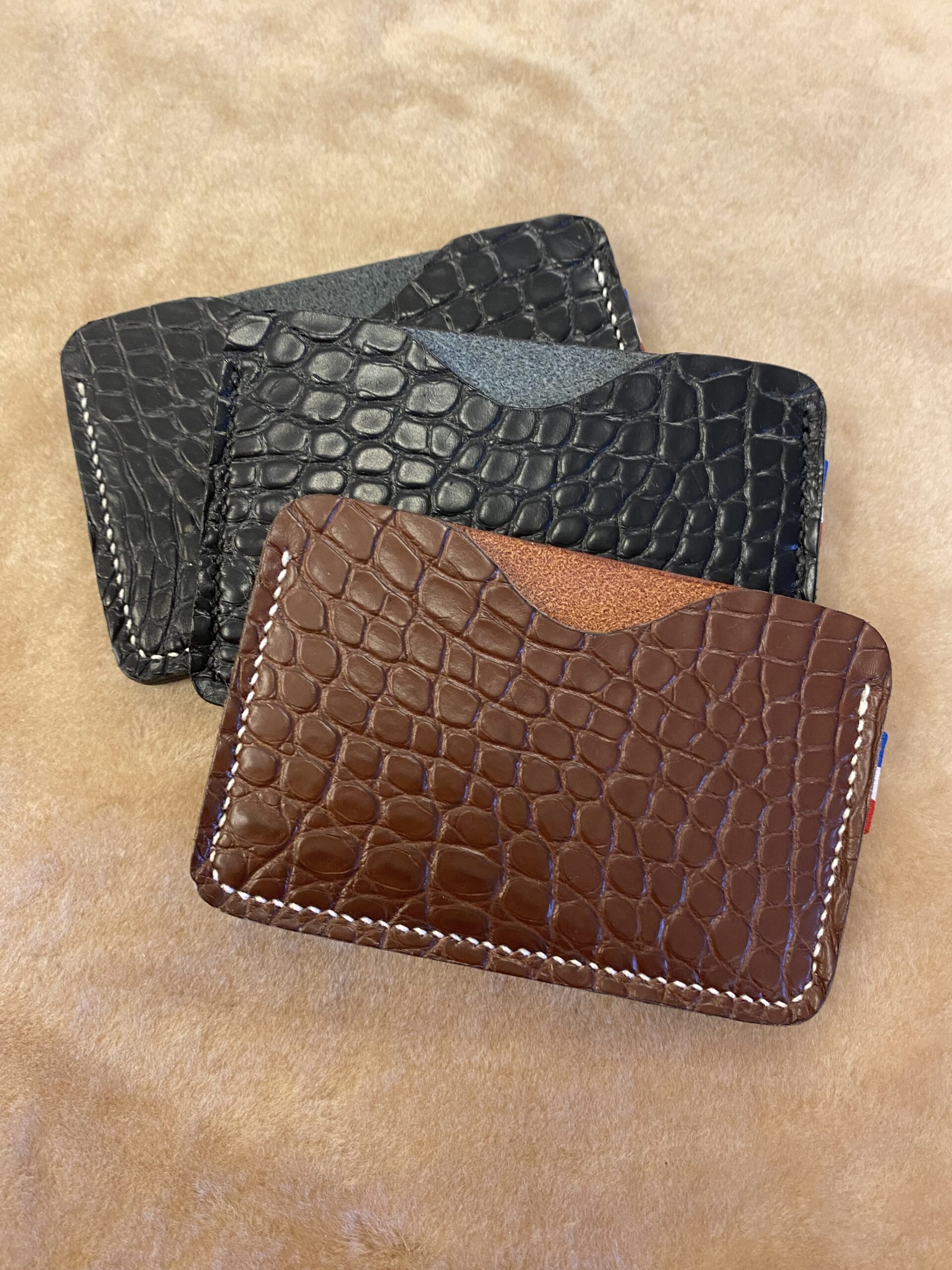 Porte Carte en Alligator Cousu Main