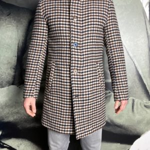 BOB – Manteau Stand Carreaux Marron Marine Beige