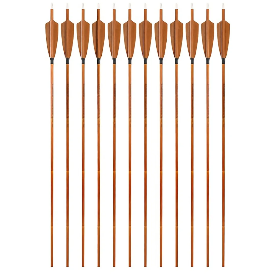 Lot de flèches bois avec plumes naturelles – Tir instinctif authentique pour archerie traditionnelle – Image 7
