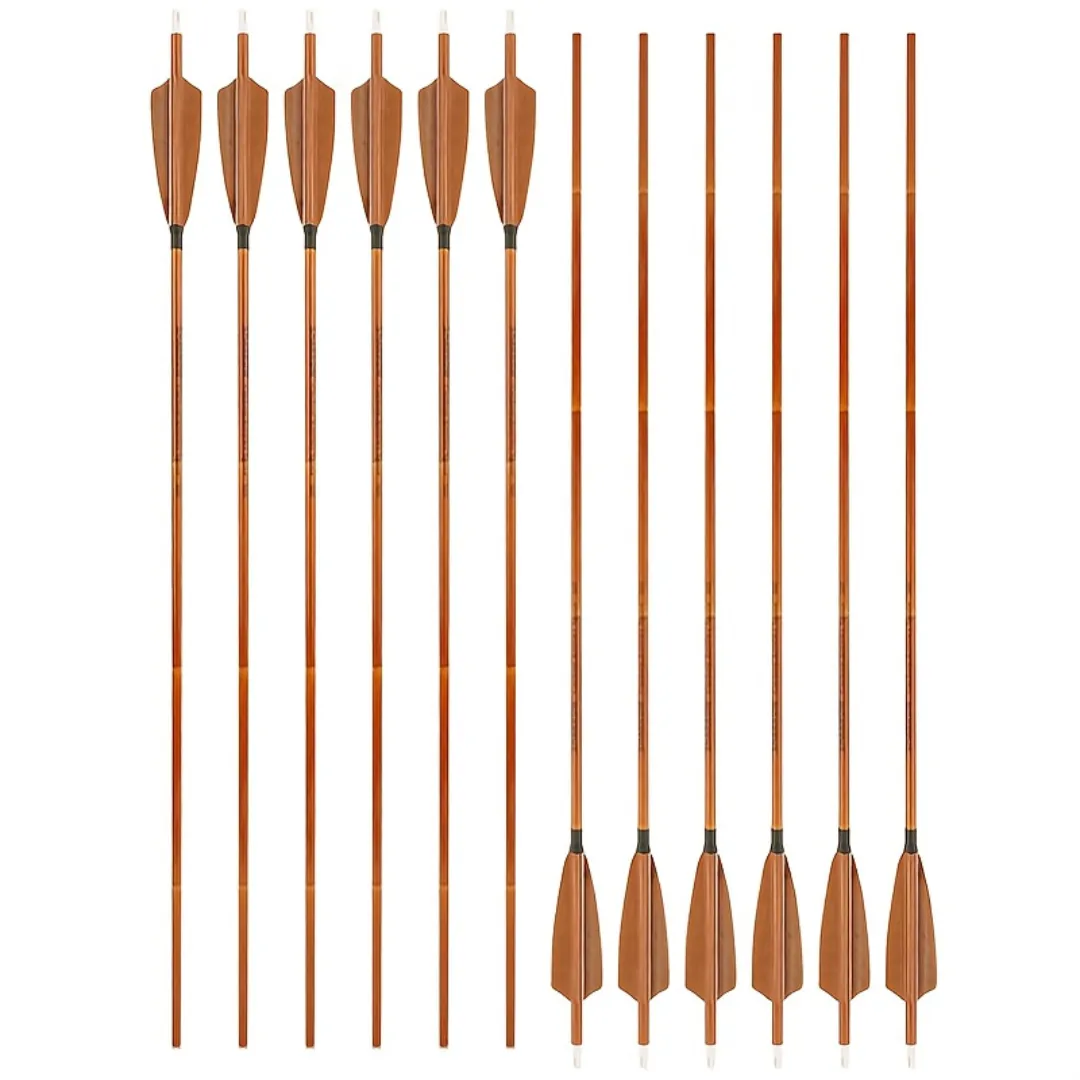 Lot de flèches bois avec plumes naturelles – Tir instinctif authentique pour archerie traditionnelle – Image 9