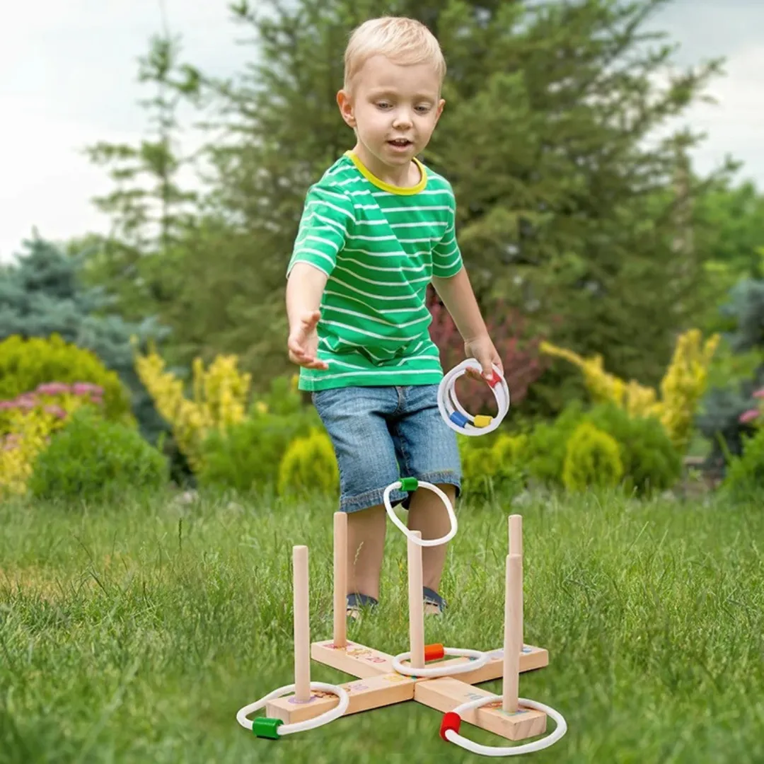 Mini jeu lancer anneaux bois enfants – Jeu éducatif et ludique pour développer adresse et coordination – Idéal dès 3 ans – Image 4