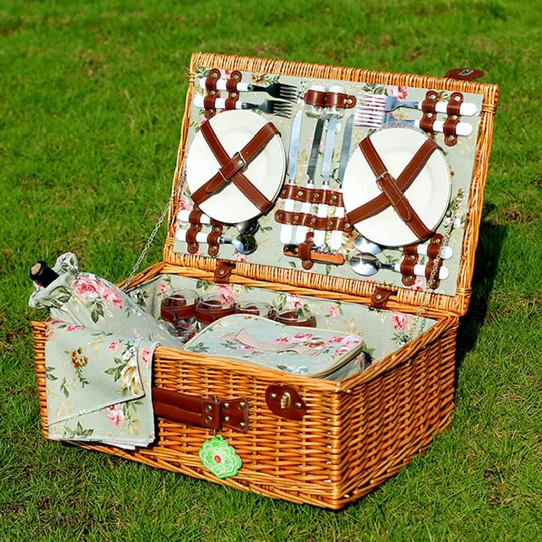 Panier pique-nique isotherme avec vaisselle – Repas frais et organisés en plein air – Idéal sorties en famille – Image 3