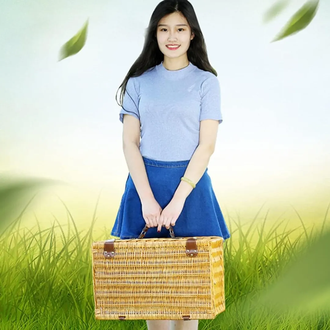 Panier pique-nique isotherme avec vaisselle – Repas frais et organisés en plein air – Idéal sorties en famille – Image 5