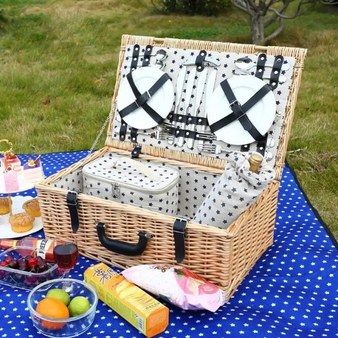 Panier pique-nique isotherme avec vaisselle – Repas frais et organisés en plein air – Idéal sorties en famille – Image 4