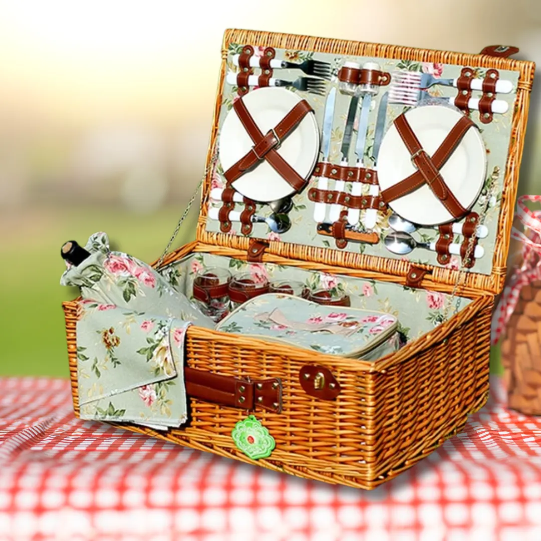 Panier pique-nique isotherme avec vaisselle – Repas frais et organisés en plein air – Idéal sorties en famille – Image 6