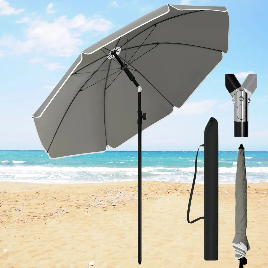 Parasol de plage avec ancrage sable – Résiste au vent, facile à installer, protection UV optimale – Image 5