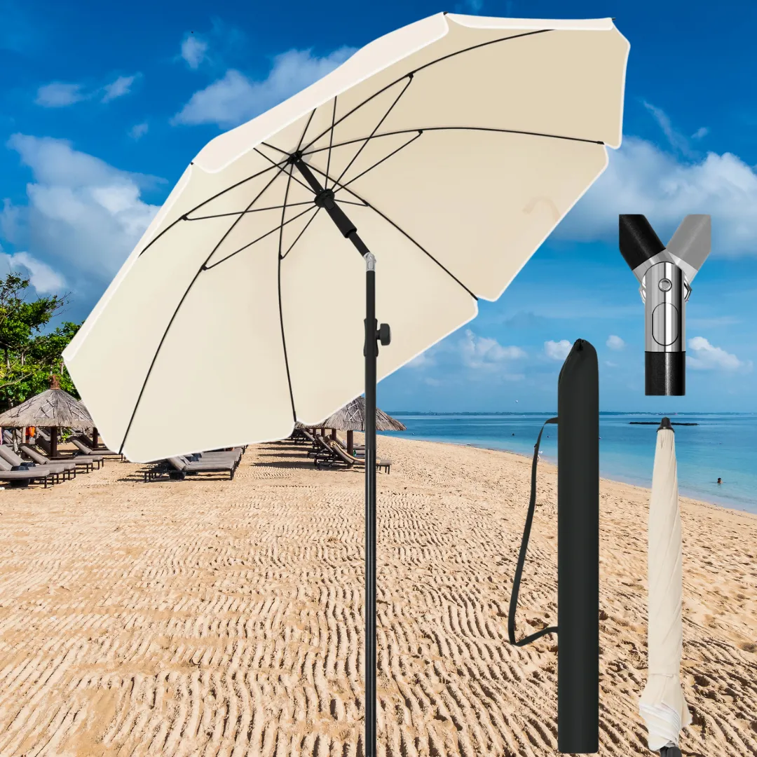 Parasol de plage avec ancrage sable – Résiste au vent, facile à installer, protection UV optimale – Image 6