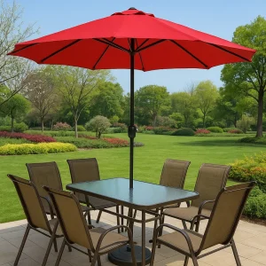 Parasol droit pour table de jardin – Protection solaire élégante et ombre optimale pour vos repas en extérieur