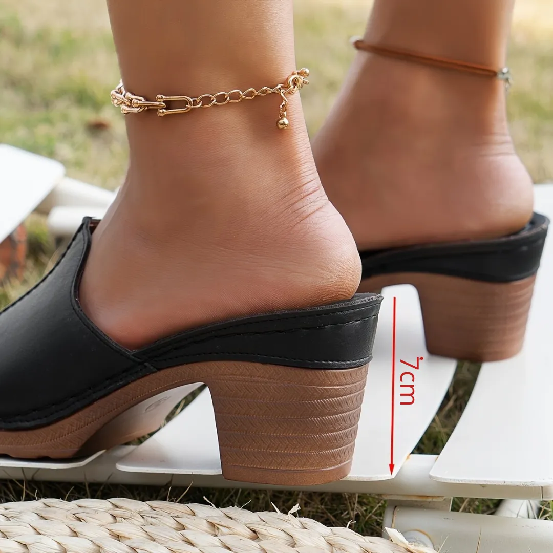 Sabots femme à talon sculpté vintage – Image 5