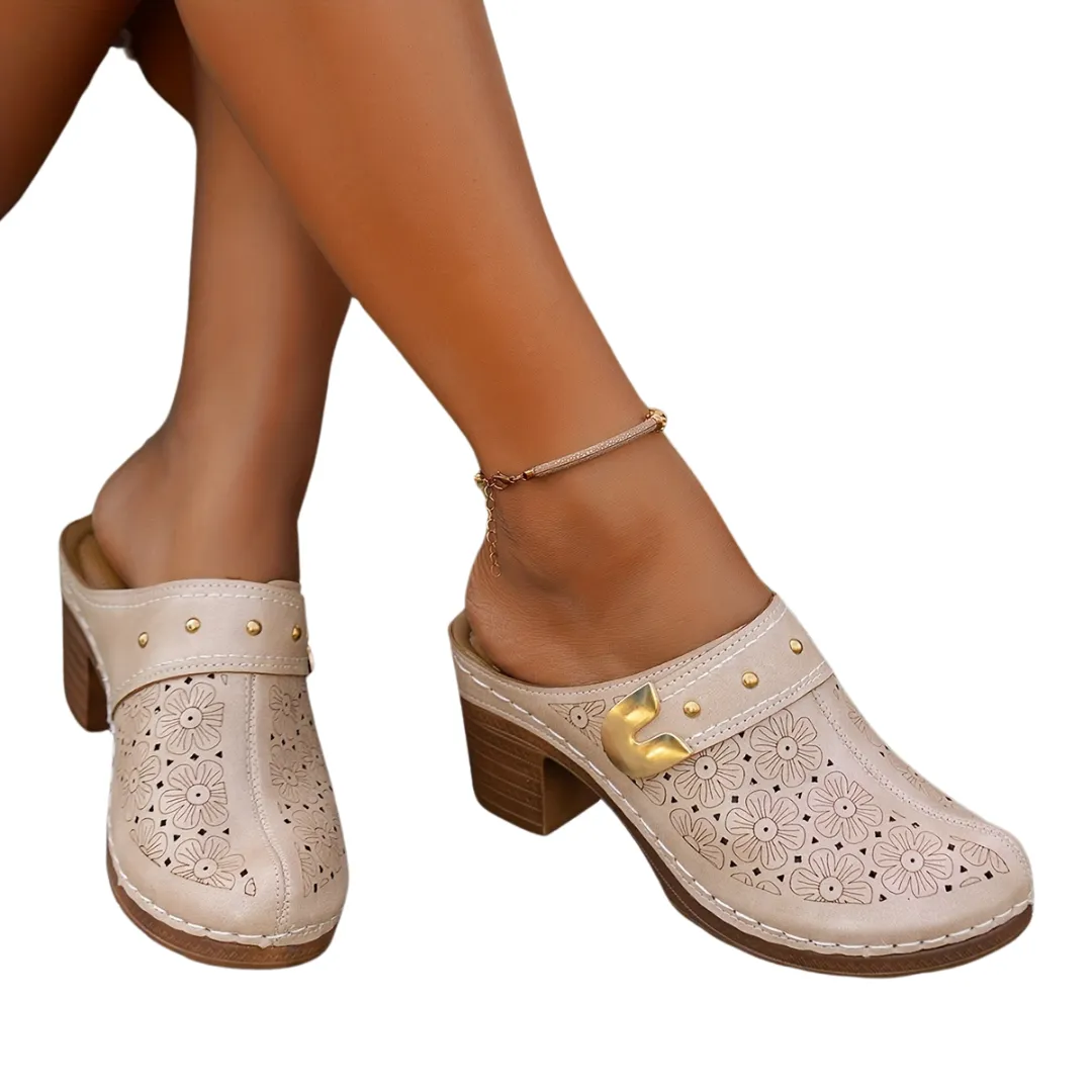 Sabots femme à talon sculpté vintage – Image 6