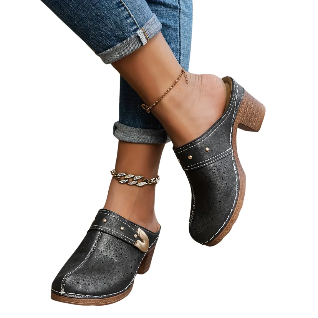 Sabots femme à talon sculpté vintage – Image 7